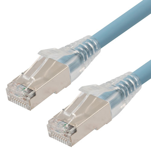 Category 6, Gigabit TAA Compliant Ethernet RJ45 Cable Assembly, 26AWG Stranded, SF/UTP Double Shielded Braid + Foil, LSZH, Blue, 5F