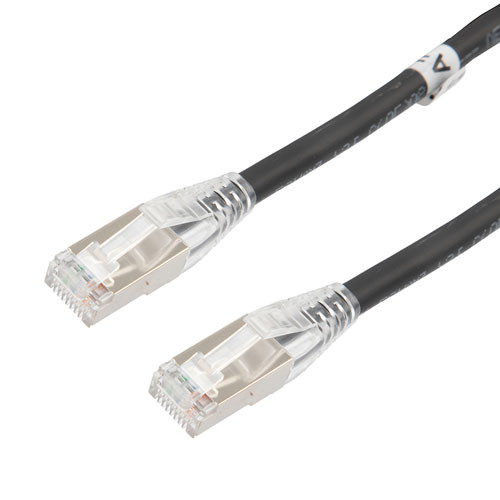 Category 6, Gigabit TAA Compliant Ethernet RJ45 Cable Assembly, 26AWG Stranded, U/FTP Foil Pair Shielded, CM PVC, Black, 50F