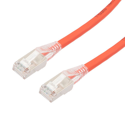 Category 6, Gigabit TAA Compliant Ethernet RJ45 Cable Assembly, 26AWG Stranded, U/FTP Foil Pair Shielded, CM PVC, Red, 75F