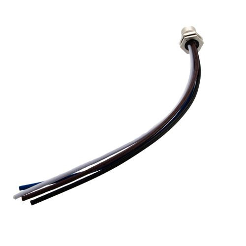 M12 DC Power 4 Pin T Code Female Receptacle, IP68 IP69K Rated, 63V, 12A, PG9 Front Panel Mount Style with 16AWG UL1015 PVC 0.2M Leads