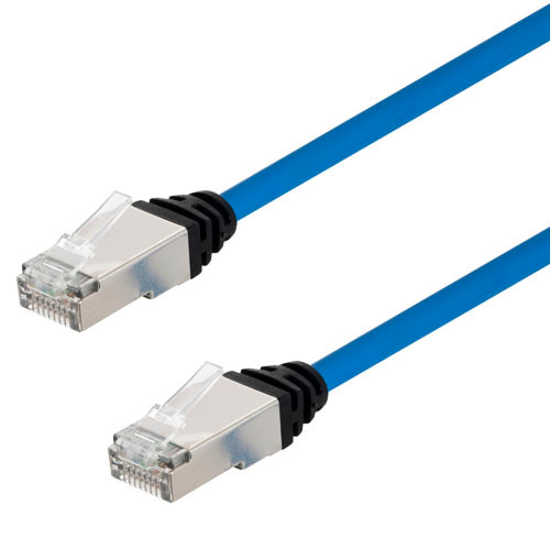 Category 6a Slim Ethernet Patch Cable, Shielded, Dual Rated CM-LSZH, Blue, 3.0Ft
