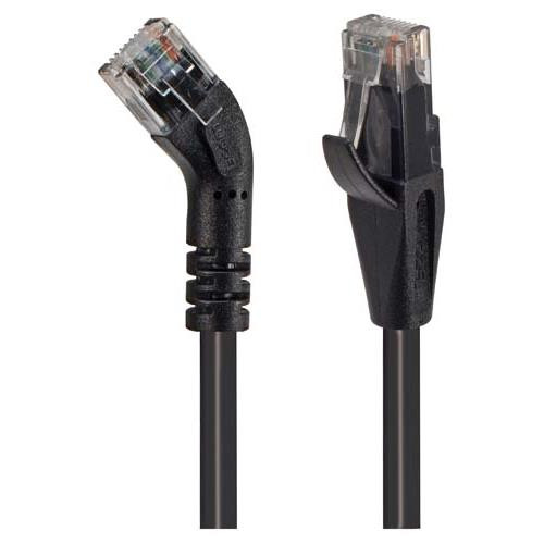 Category 6 45° Patch Cable, Straight/Right 45° Angle, Black 1.0 ft