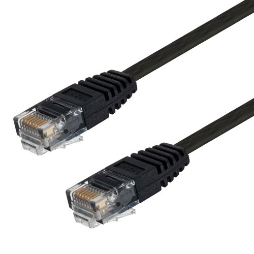 Category 6 Flat Patch Cable, RJ45 / RJ45, Black, 10.0 ft
