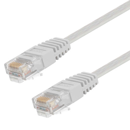 Category 6 Flat Patch Cable, RJ45 / RJ45, White, 2.0 ft