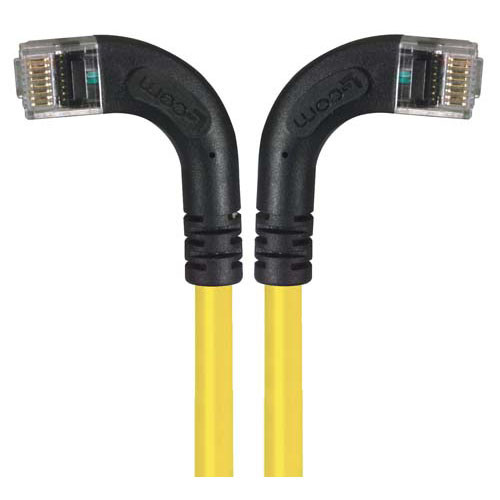 Category 6 Right Angle RJ45 Ethernet Patch Cords - RA (Left) to RA (Right) - Yellow, 1.0Ft