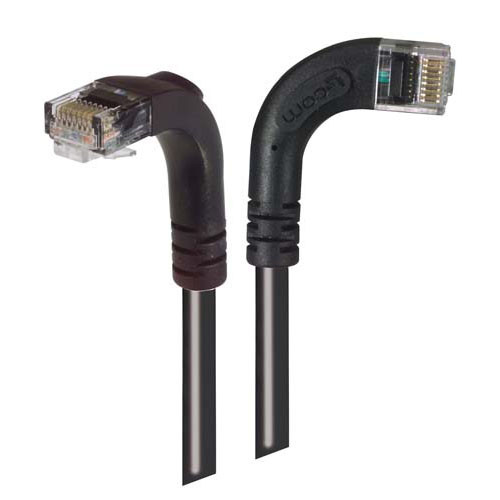 Category 6 Right Angle Patch Cable, RA Right Exit/Right Angle Down- Black 1.0 ft