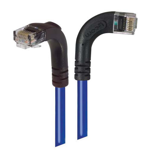 Category 6 Right Angle Patch Cable, RA Right Exit/Right Angle Down- Blue, 1.0 ft