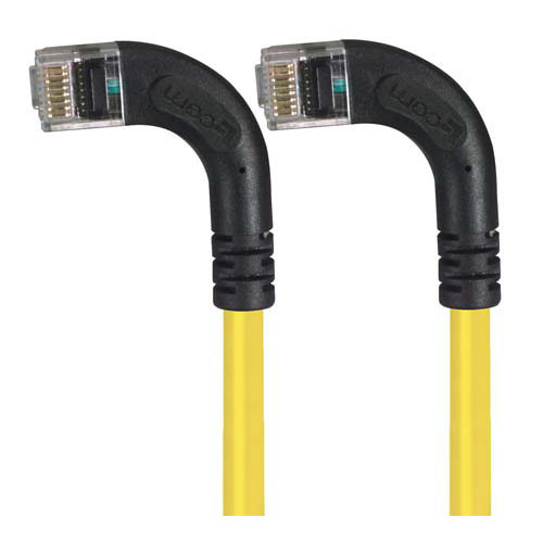Category 6 Right Angle RJ45 Ethernet Patch Cords - RA (Left) to RA (Left) - Yellow, 2.0Ft