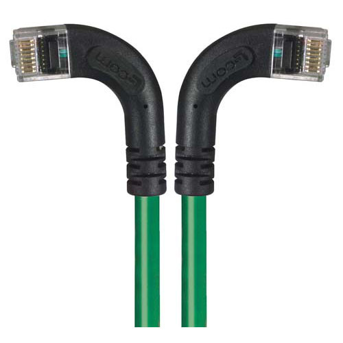 Category 6 Right Angle RJ45 Ethernet Patch Cords - RA (Left) to RA (Right) - Green, 2.0Ft