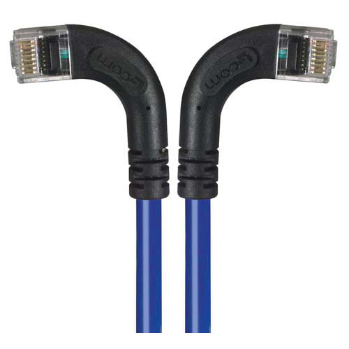 Category 6 Right Angle RJ45 Ethernet Patch Cords - RA (Left) to RA (Right) - Blue, 2.0Ft