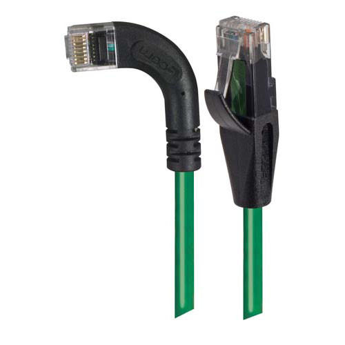 Category 6 Right Angle RJ45 Ethernet Patch Cords - Straight to RA (Left) - Green, 2.0Ft