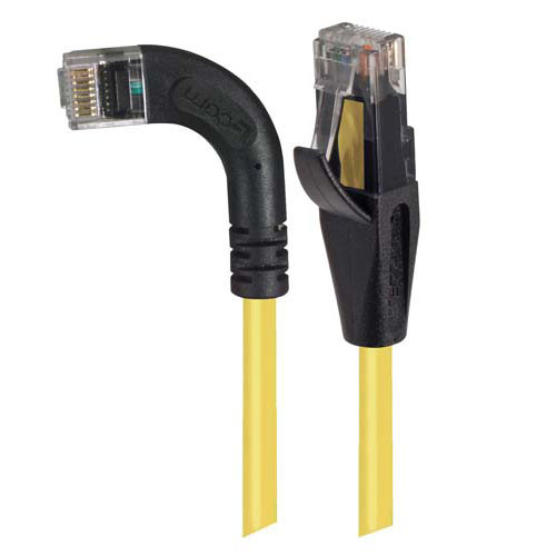 Category 6 Right Angle RJ45 Ethernet Patch Cords - Straight to RA (Left) - Yellow, 2.0Ft