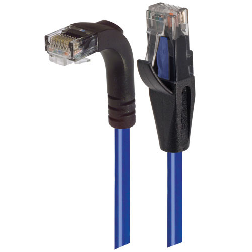 Category 6 Right Angle RJ45 Ethernet Patch Cord - Straight to RA (Down) - Blue, 2.0Ft