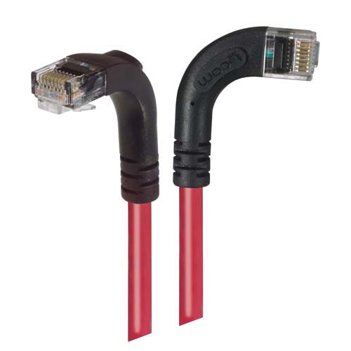 Category 6 Right Angle Patch Cable, RA Right Exit/Right Angle Down- Red 2.0 ft
