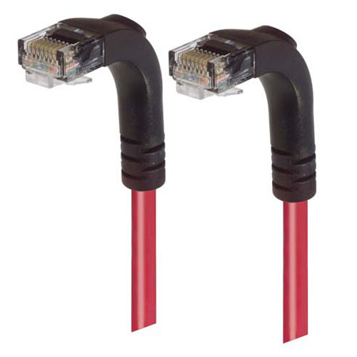 Category 6 Right Angle RJ45 Ethernet Patch Cords - RA (Down) to RA (Down) - Red, 3.0Ft