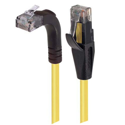 Category 6 Right Angle RJ45 Ethernet Patch Cords - Straight to RA (Up) - Yellow, 3.0Ft