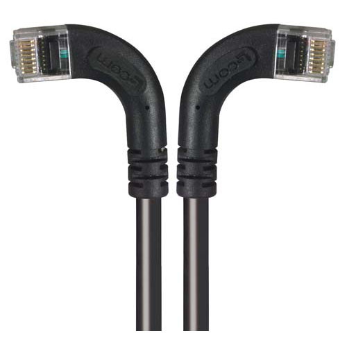 Category 6 Right Angle RJ45 Ethernet Patch Cords - RA (Left) to RA (Right) - Black, 7.0Ft