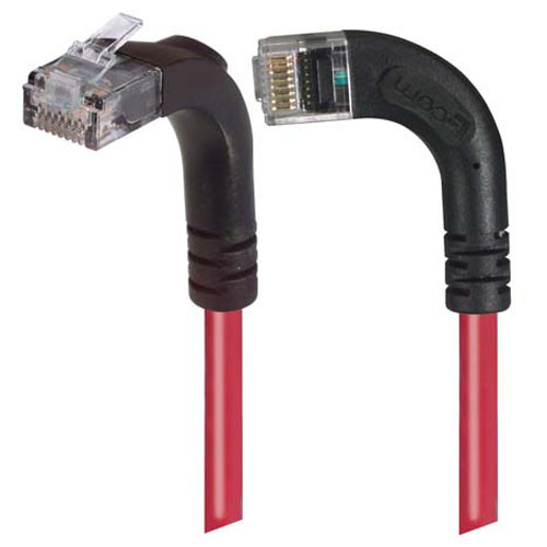 Category 6 Right Angle Patch Cable, RA Left Exit/Right Angle Up- Red 7.0 ft