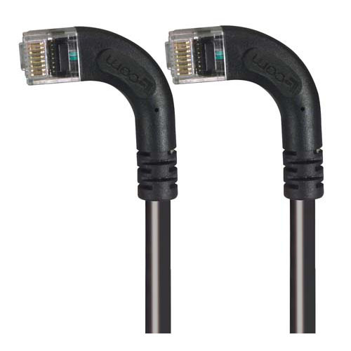 Category 6 Right Angle RJ45 Ethernet Patch Cords - RA (Left) to RA (Left) - Black, 20.0Ft