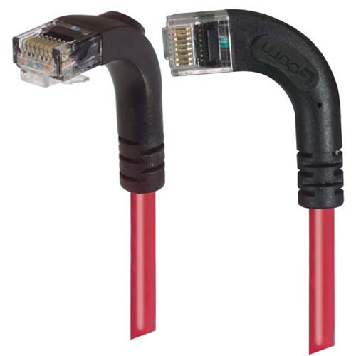 Category 6 Right Angle Patch Cable, RA Left Exit/Right Angle Down- Red 20.0 ft