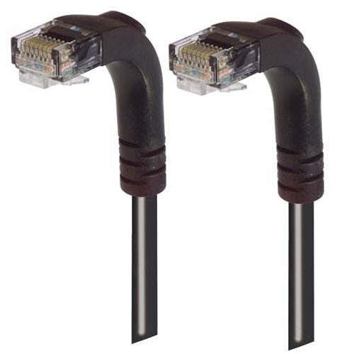 Category 6 Right Angle RJ45 Ethernet Patch Cords - RA (Down) to RA (Down) - Black, 25.0Ft