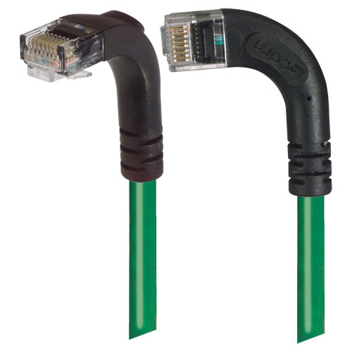 Category 6 Right Angle Patch Cable, RA Left Exit/Right Angle Down- Green 15.0 ft