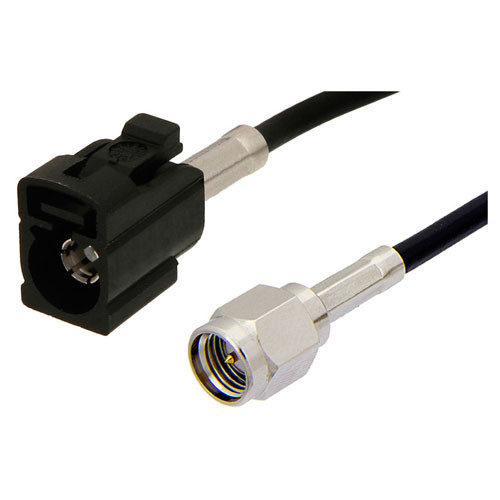 SMA Male to Black FAKRA Jack Cable Assembly using RG174 Coax, 6 FT