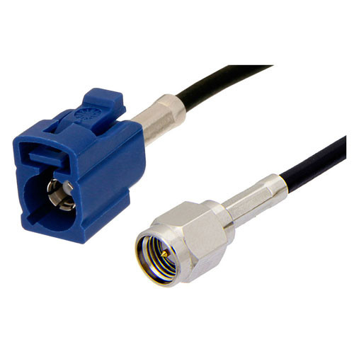 SMA Male to Blue FAKRA Jack Cable Assembly using RG174 Coax, 6 FT