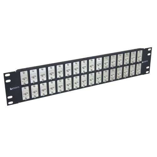3.50" 32 Port ECF Flange Mounted Category 5e Feed-Thru Panel, Shielded Low Profile Mini-Coupler