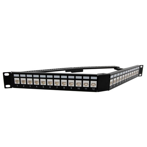 1.75"x19" (1U) 24 Port  Low Profile Category 6 Feed-Thru Mini-Coupler V-Panel with Cable Manager