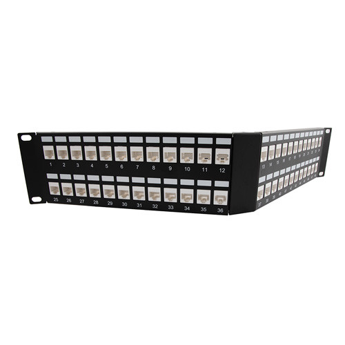 3.5"x19" (2U) 48 Port  Low Profile Category 6 Feed-Thru Mini-Coupler V-Panel with Cable Manager