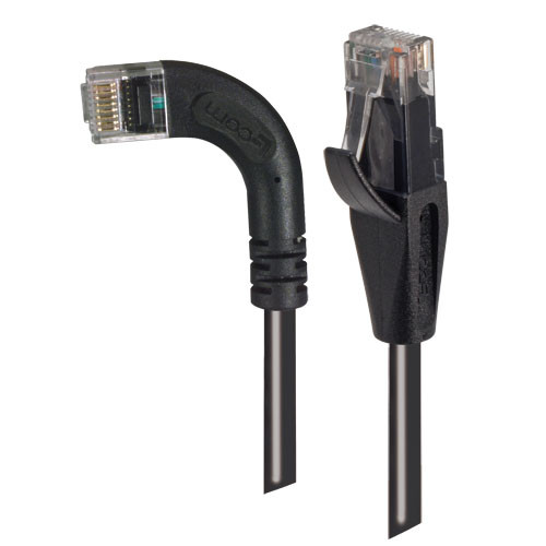 Category 5E LSZH Right Angle Patch Cable, Straight/Right Angle Left, Black, 2.0 ft