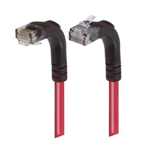 Category 5E LSZH Right Angle Patch Cable, Right Angle Up/Right Angle Down, Red, 10.0 ft