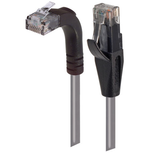 Category 5E LSZH Right Angle Patch Cable, Straight/Right Angle Up, Gray, 30.0 ft