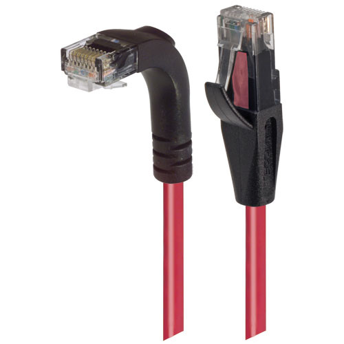 Category 5E LSZH Right Angle Patch Cable, Straight/Right Angle Down, Red, 15.0 ft