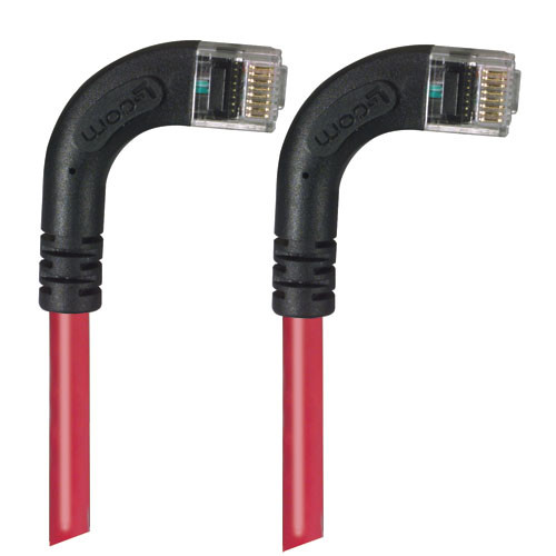 Category 5E LSZH Right Angle Patch Cable, Right Angle Right/Right Angle Right, Red, 30.0 ft