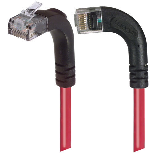 Category 5E LSZH Right Angle Patch Cable, Right Angle Left/Right Angle Up, Red, 2.0 ft