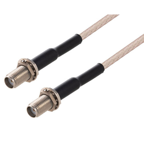 SMA Female Bulkhead to SMA Female Bulkhead Cable Assembly using RG-316 Coax, 6 FT with HeatShrink