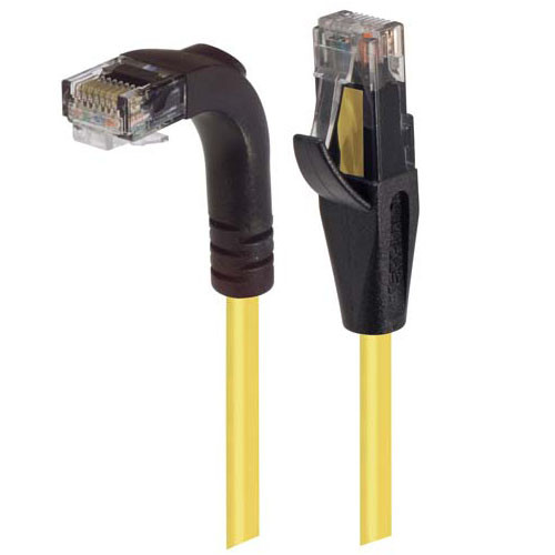 Category 5E Right Angle Patch Cable, Straight/Right Angle Down, Yellow, 2.0 ft