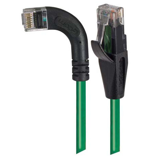 Category 5E Right Angle Patch Cable, Straight/ Right Angle Left Exit, Green, 3.0 ft
