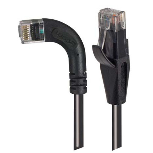 Category 5E Right Angle Patch Cable, Straight/ Right Angle Left Exit, Black, 3.0 ft