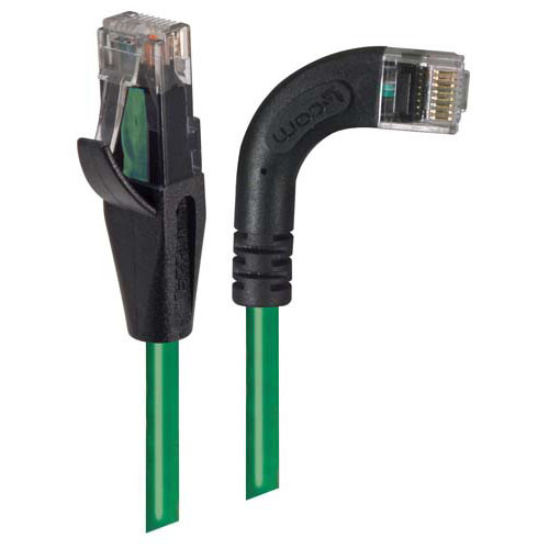 Category 5E Right Angle Patch Cable, Straight/ Right Angle Right Exit, Green, 2.0 ft