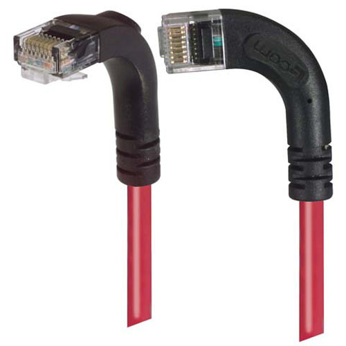 Category 5E Right Angle Patch Cable, RA Left Exit/Right Angle Down, Red 10.0 ft