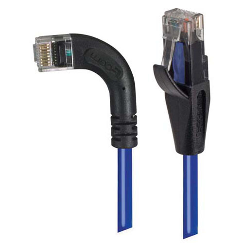 Category 5E Right Angle Patch Cable, Straight/ Right Angle Left Exit, Blue 15.0 ft