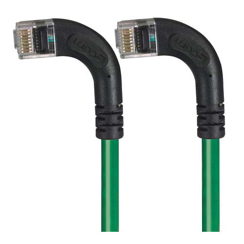 Category 5E Right Angle Patch Cable, RA Left Exit/RA Left Exit, Green, 30.0 ft