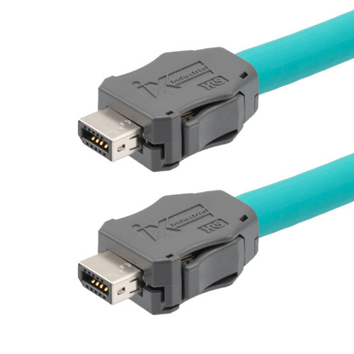 IX Industrial Category 6a Ethernet Cable, IX A Key to IX A Key, Double Shielded High Flex Industrial Outdoor CMX TPE Jacket, Teal, 7.5m