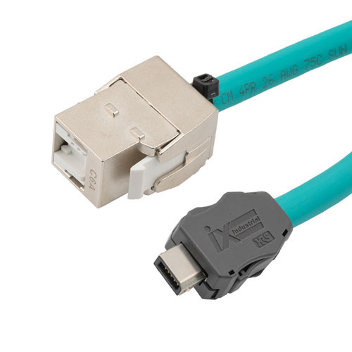 IX Industrial Category 6a Ethernet Cable, IX A Key to RJ45 Jack, Double Shielded High Flex Industrial Outdoor CMX TPE Jacket, Teal, 3m