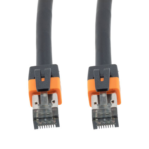 Cat 8, 40 gigabit, Ethernet Cable, S/FTP, 24 AWG, Twisted Pair, Dual Color Molded, Indoor, LSZH Jacket, Black, 2-foot