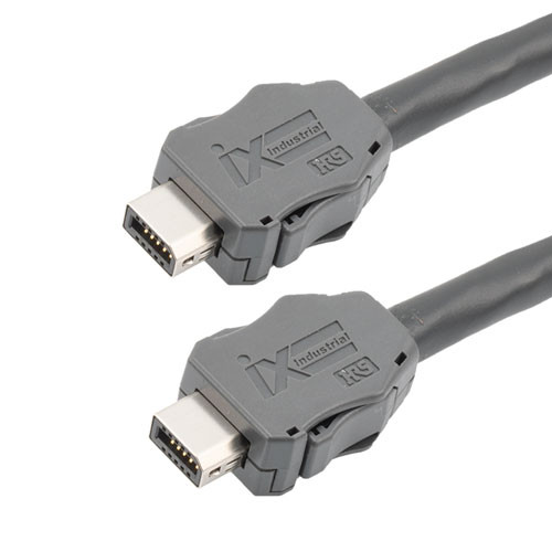 IX Industrial Category 6a Ethernet Cable, IX A Key to IX A Key, Foil Shielded Economy CMR/CMG PVC Jacket, Black, 1m