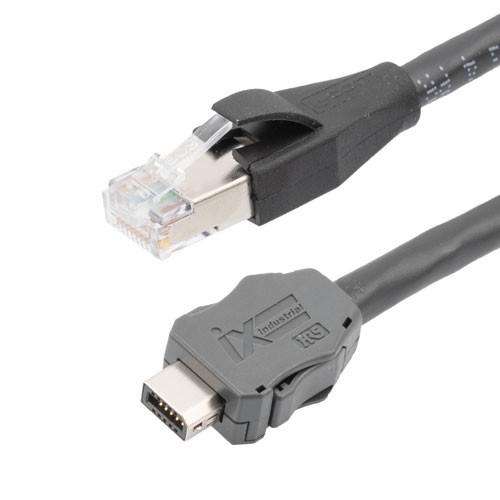 IX Industrial Category 6a Ethernet Cable, IX A Key to RJ45 Plug, Foil Shielded Economy CMR/CMG PVC Jacket, Black, 2m